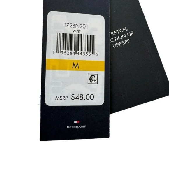 TOMMY HILFIGER Monstera Leaf 50+ SPF Bikini Bottom White and Blue Size M NWT - Picture 8 of 10